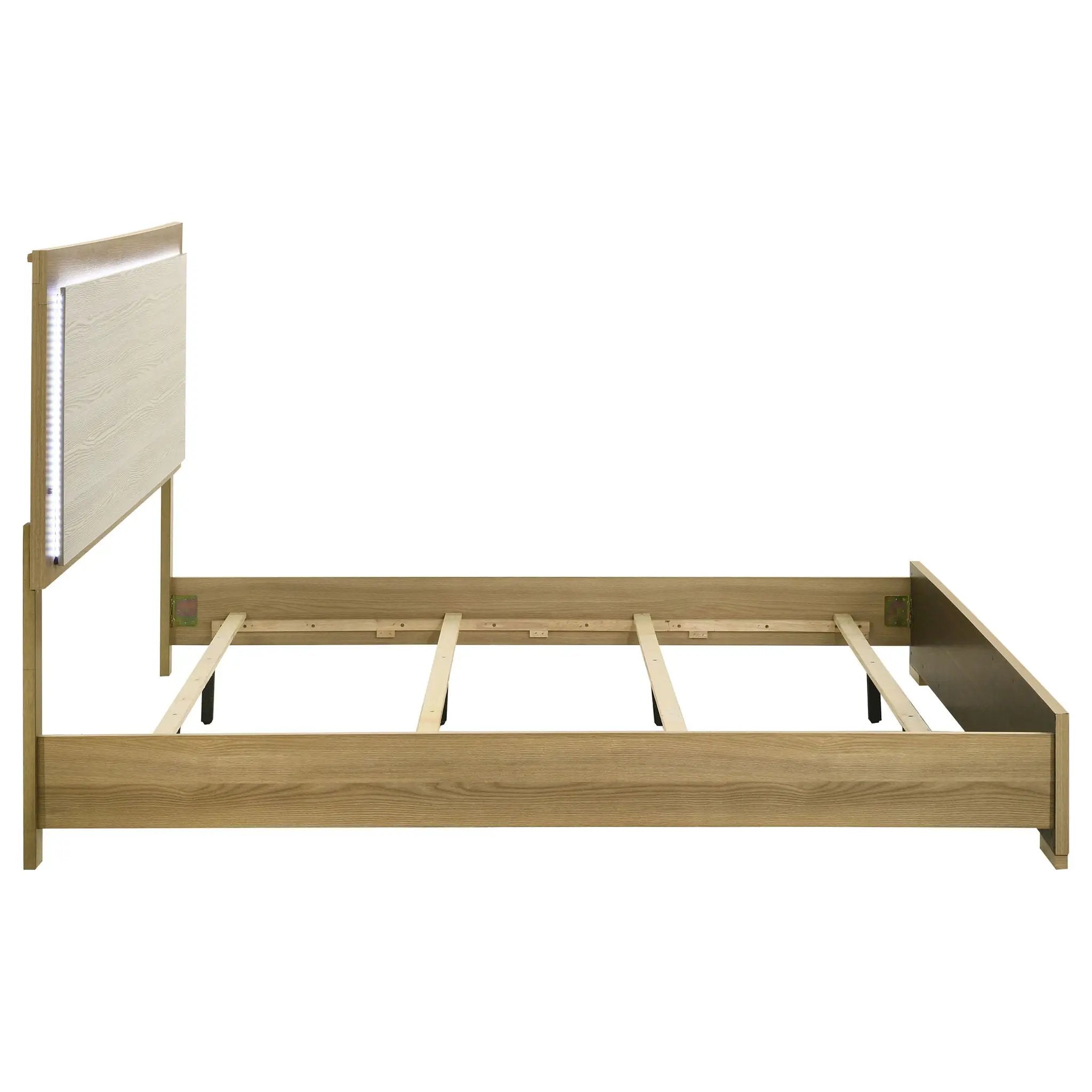 Hyland Eastern King Panel Bed LED Headboard Natural by Unique Piece Furniture