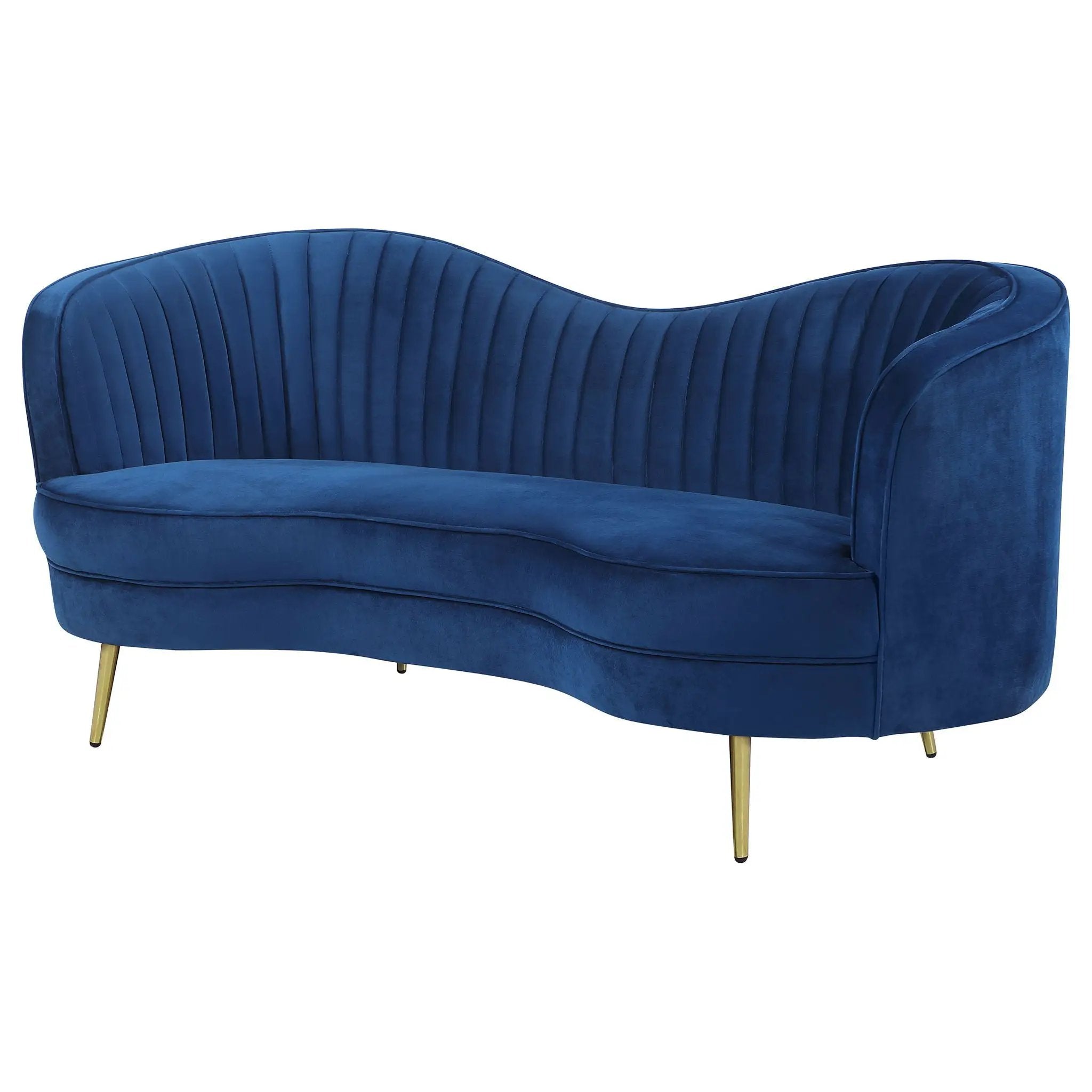 Marsden - Upholstered Vertical Channel Tufted Loveseat Seating With Tapered Legs - Blue by HouseOfZazla
