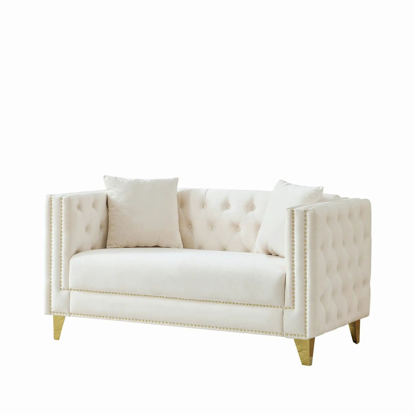 2 Seater Deep Seat Sofa With Button Nailhead, Square Arm by Unique Piece Furniture