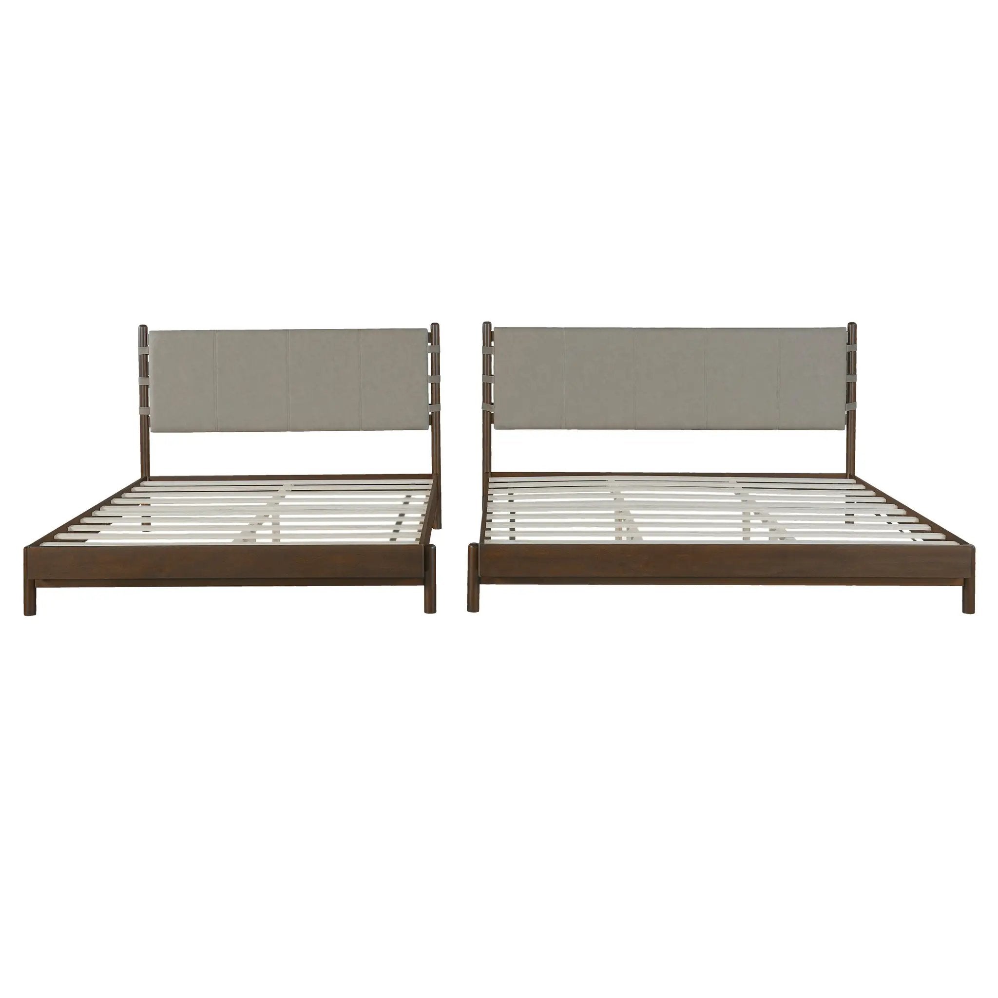 Premium Rubber Wood Platform Bed Frame, King Size with Headboard by HouseOfZazla