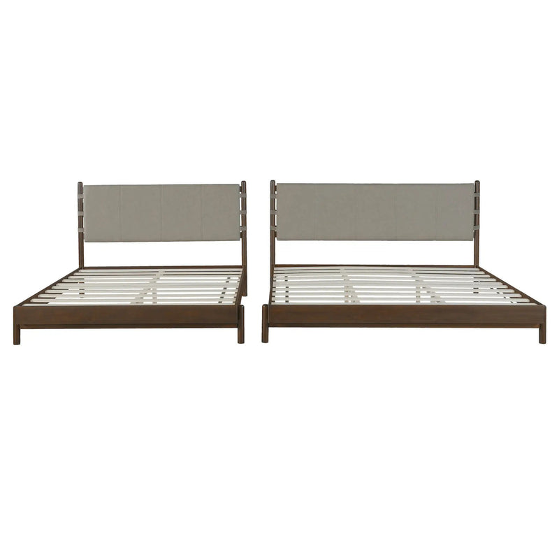 Premium Rubber Wood Platform Bed Frame, King Size with Headboard by HouseOfZazla