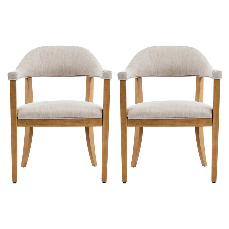 Wood Frame Upholstered Dining Chairs with Armrests (Set of 2) by HouseOfZazla