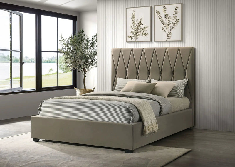 Delsea Upholstered Queen Panel Platform Bed Light Brown by Unique Piece Furniture