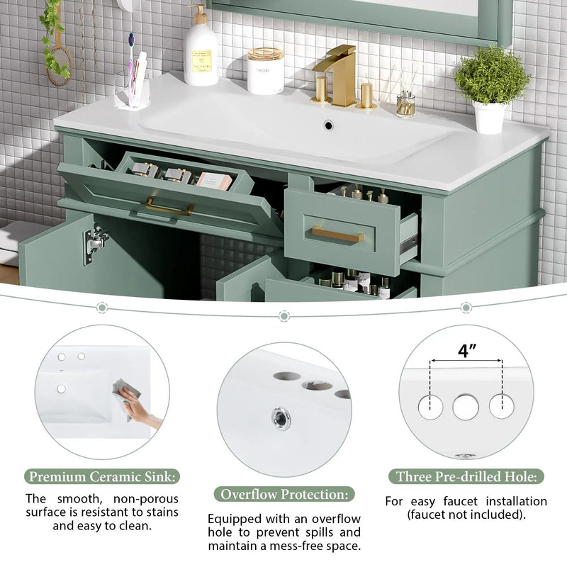36" Light Green Bathroom Vanity by HouseOfZazla