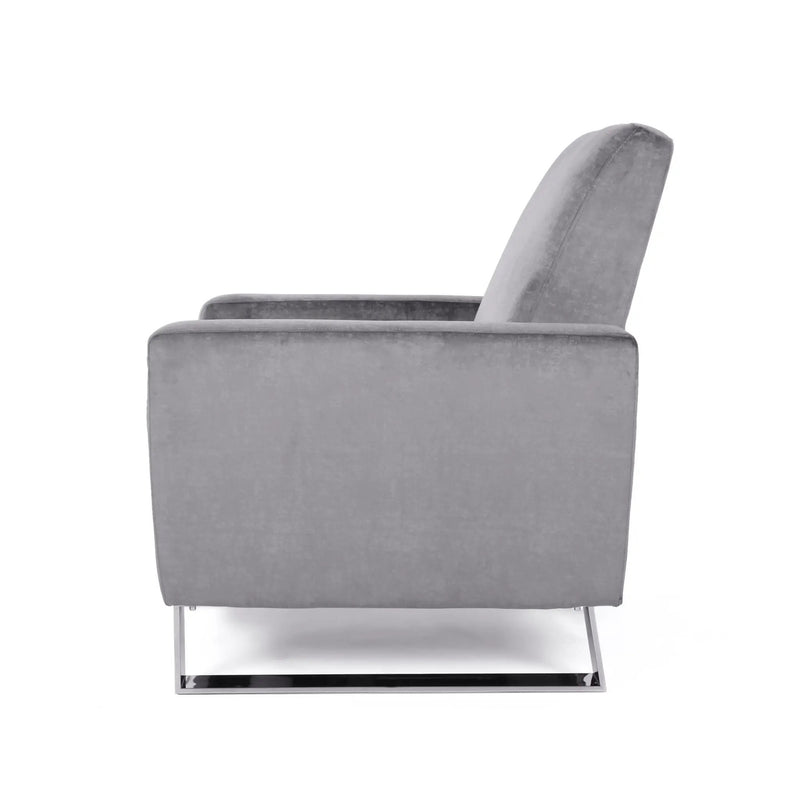 Bolt - Upholstered Recliner Chair With Stainless Steel Base - Gray / Chrome by Unique Piece Furniture