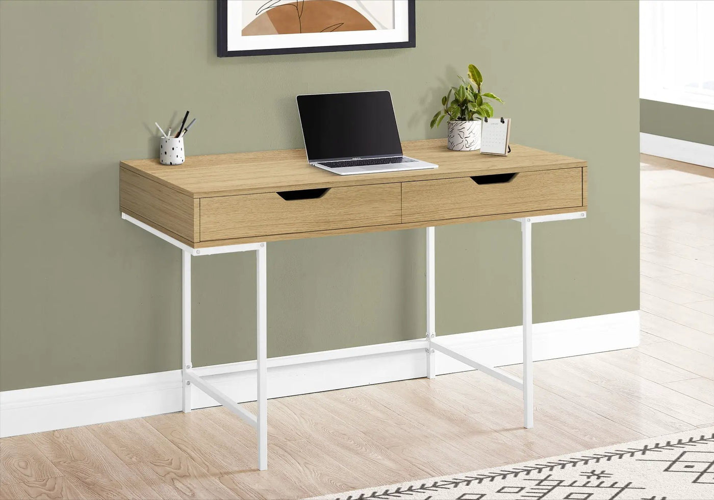 Computer Desk For Home Office, Storage Drawers, Marble Look Contemporary & Modern by HouseOfZazla
