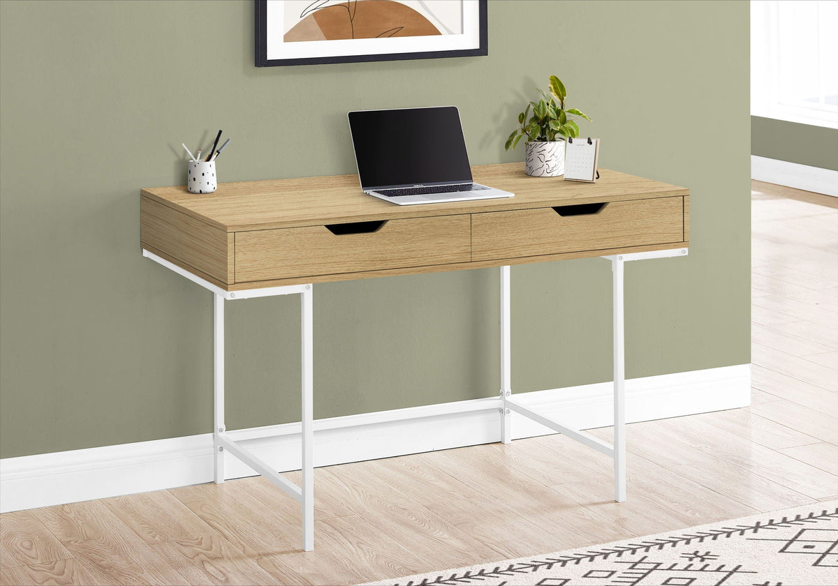 Marble Look Computer Desk with Storage Drawers - Light Brown, White, or Black, photo 9 of 12