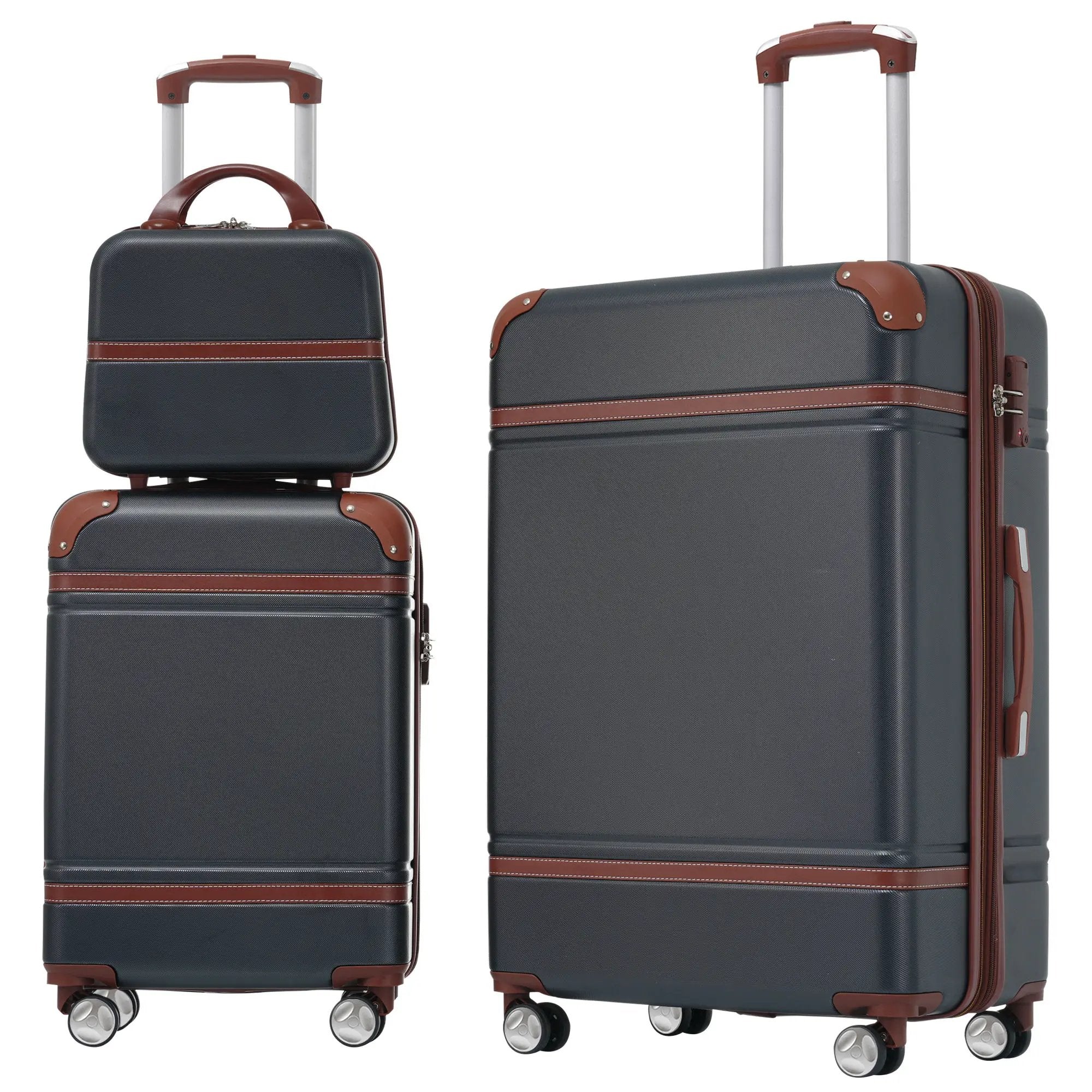Hardshell Luggage Sets 3 Pieces 20" / 28" Luggages And Cosmetic Case Spinner Suitcase With Tsa Lock Lightweight by HouseOfZazla