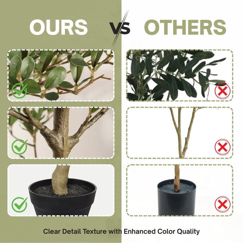 7Ft Artificial Olive Tree With Pot, Realistic Tall Fake Plant For Indoor Decoration - Green Leaves by HouseOfZazla