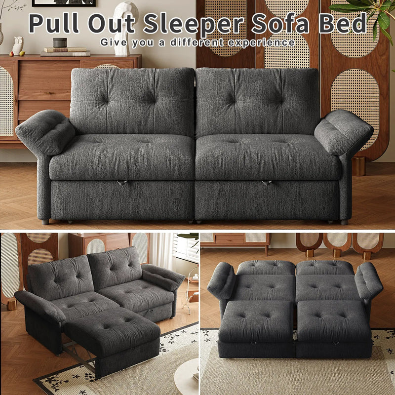 Multi-Functional Sofa Bed - 81.5 Inch Plush Chenille Sofa by HouseOfZazla