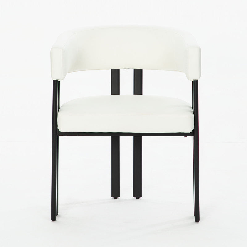 Modern Dining Upholstered Barrel Chair With Curved Back And Armrests by HouseOfZazla