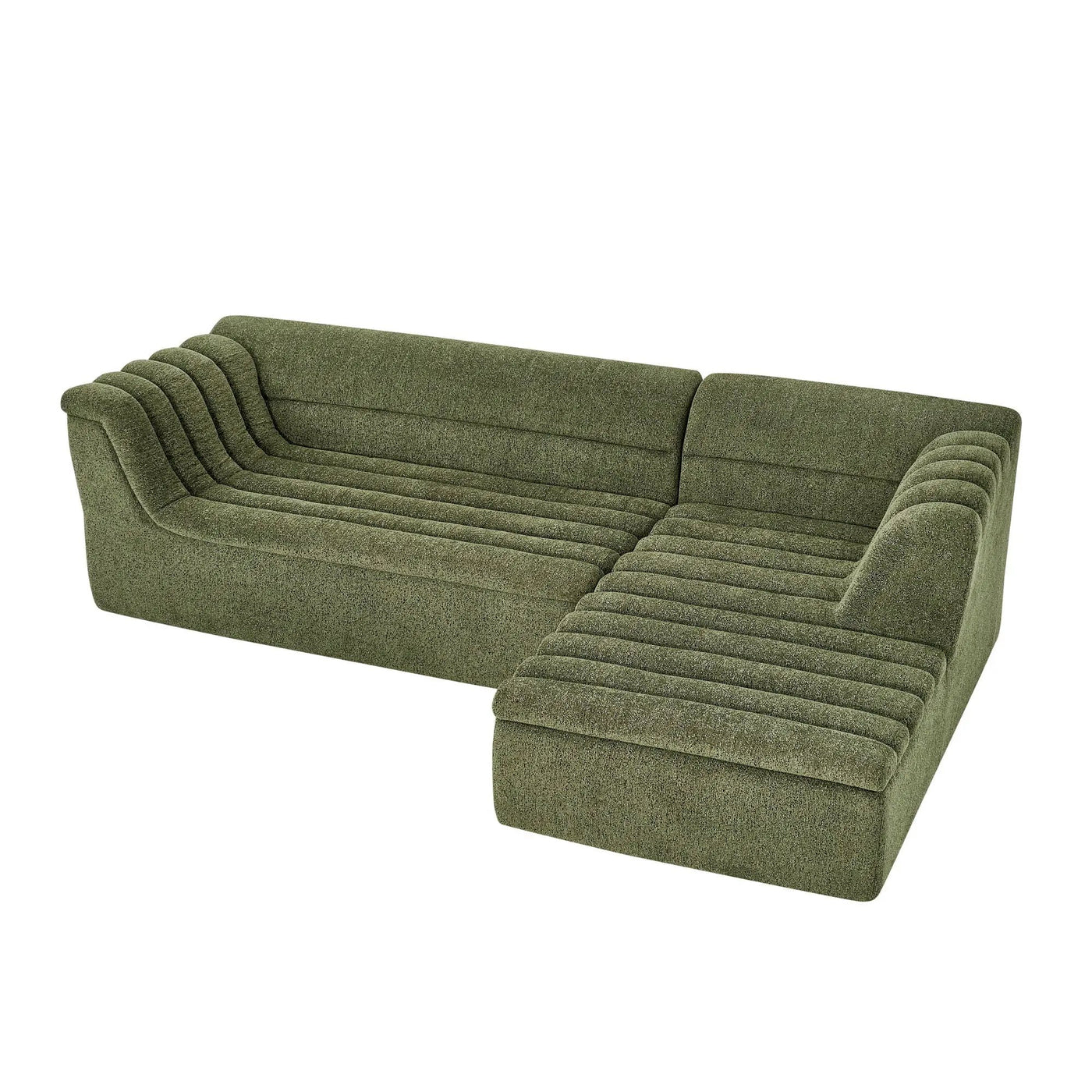 Upholstered L-Shaped Modular Sectional Sofa With Chaise, Wave-Shaped Armrest by HouseOfZazla