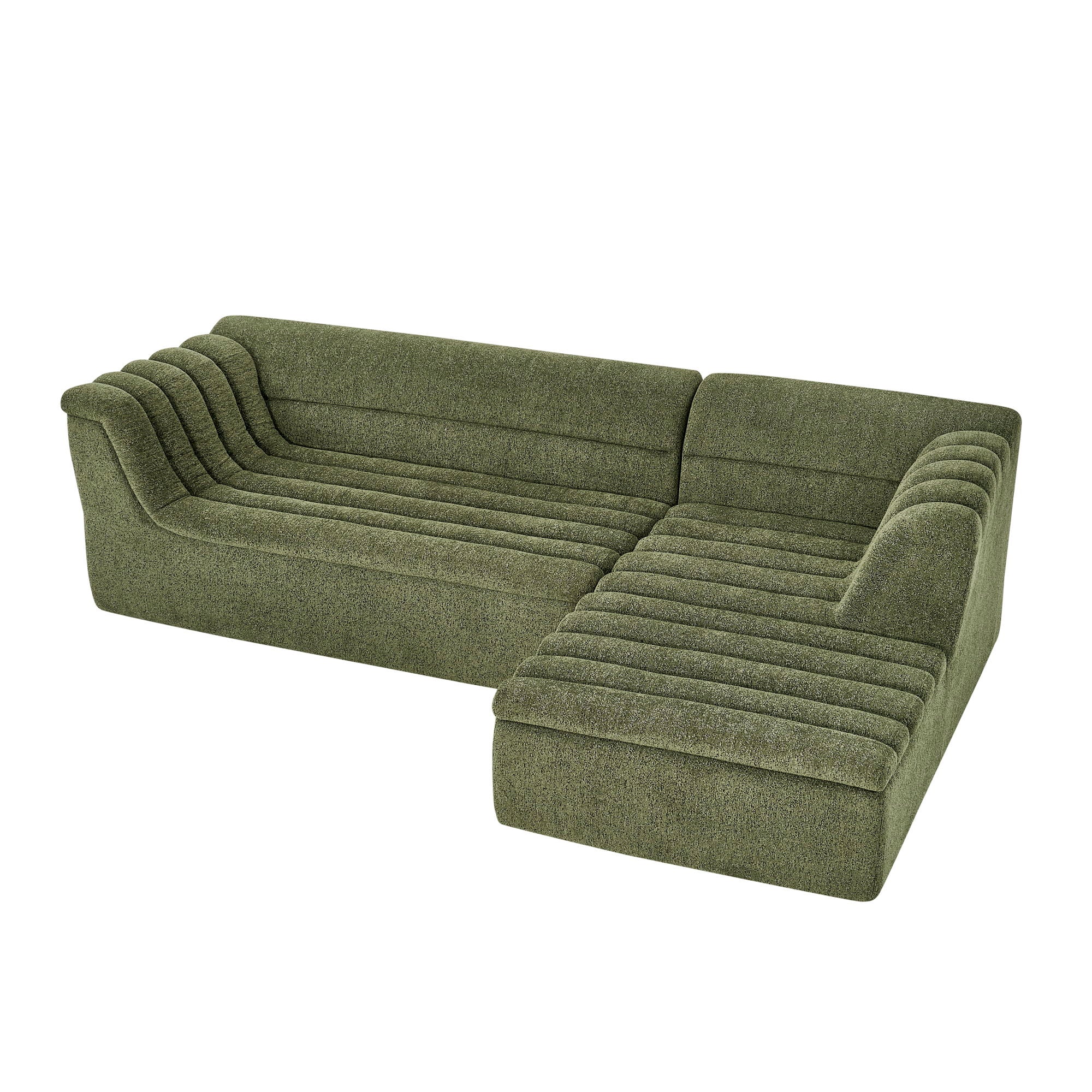 Upholstered L-Shaped Modular Sectional Sofa With Chaise, Wave-Shaped Armrest by HouseOfZazla