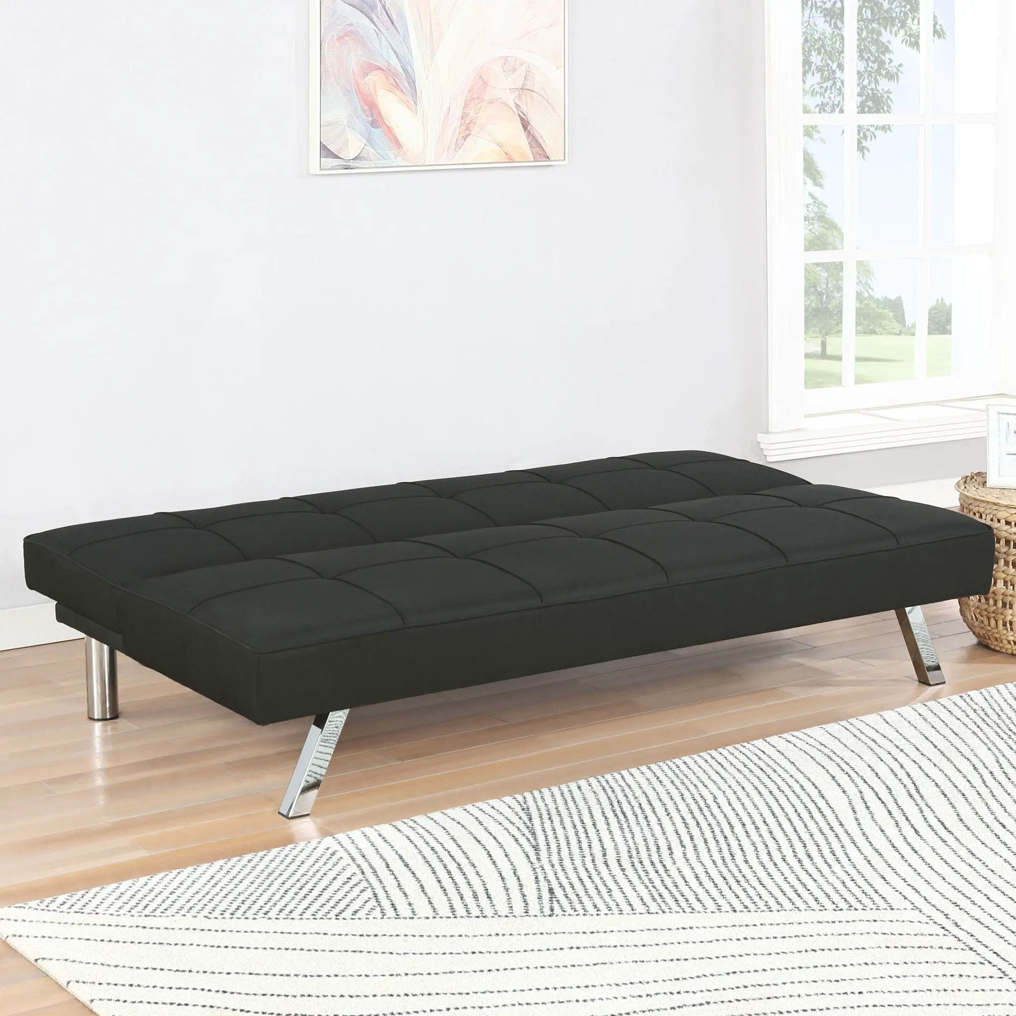 Joel Upholstered Tufted Convertible Sofa Bed Black by Unique Piece Furniture