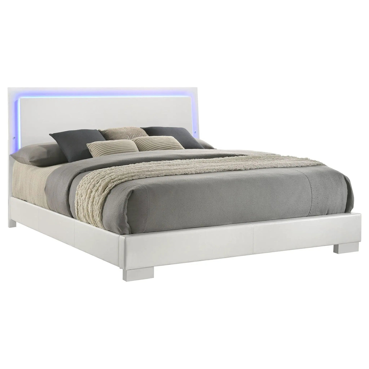 Strick & Bolton - High Gloss Panel Bed With LED Lights by HouseOfZazla
