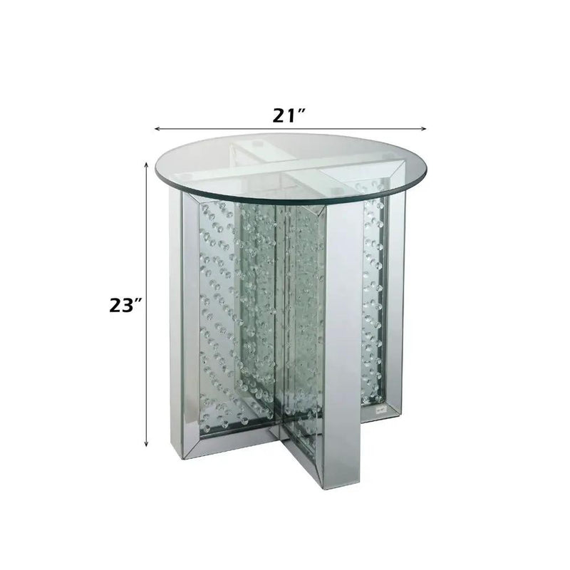 Nysa - 23" End Table - Mirrored & Faux Crystals by Unique Piece Furniture