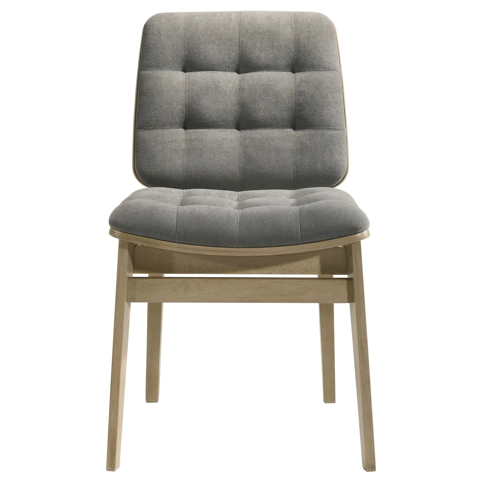 Redbridge Velvet Upholstered Side Chair Grey and Natural Oak (Set of 2) by Unique Piece Furniture
