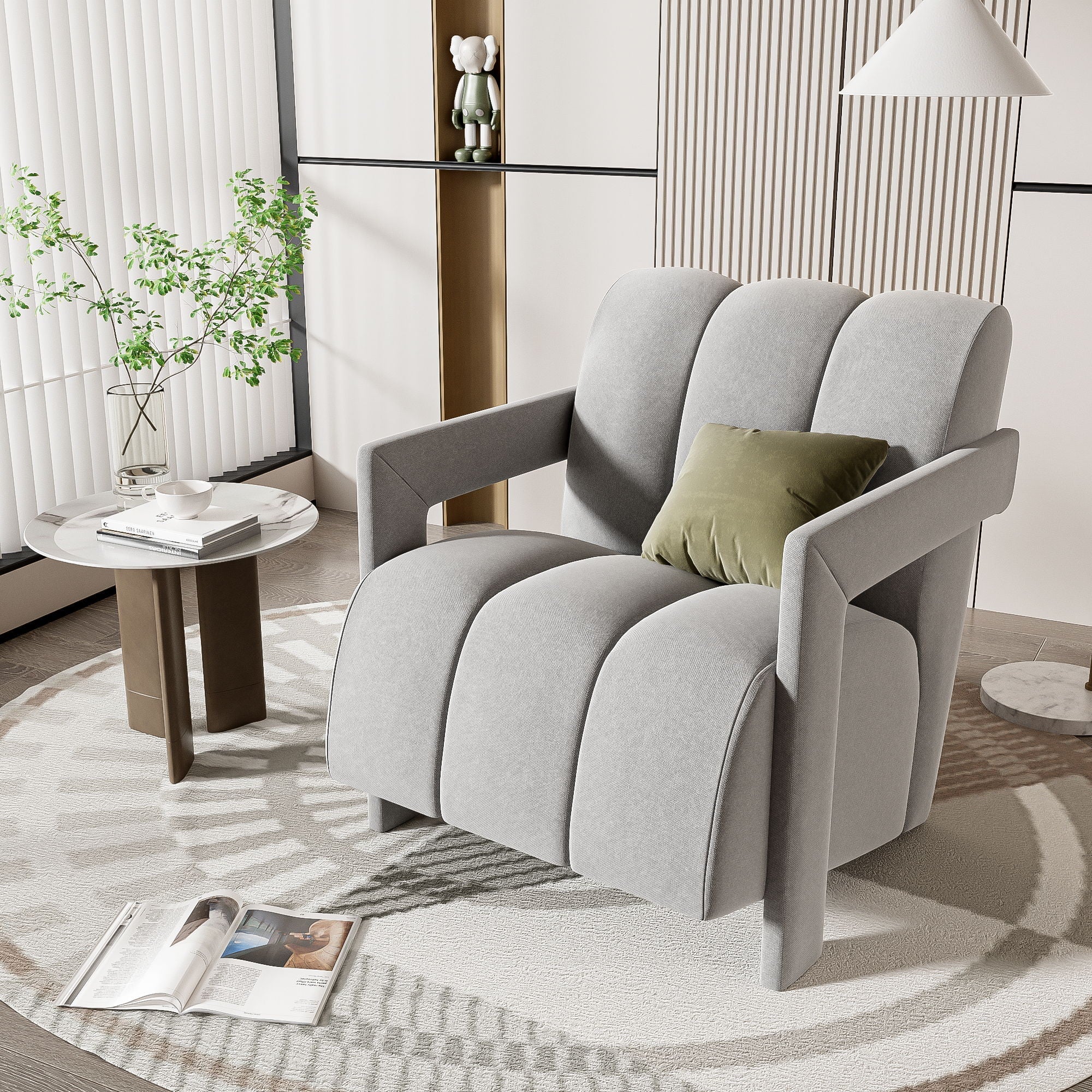 Modern Minimalist Leisure Armchair With L Shaped Armrests by HouseOfZazla