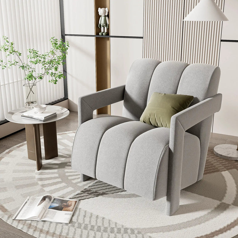 Modern Minimalist Leisure Armchair With L Shaped Armrests by HouseOfZazla
