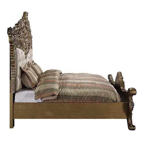 Constantine - Eastern King Bed - Synthetic Leather , Light Gold, Brown & Gold by Unique Piece Furniture