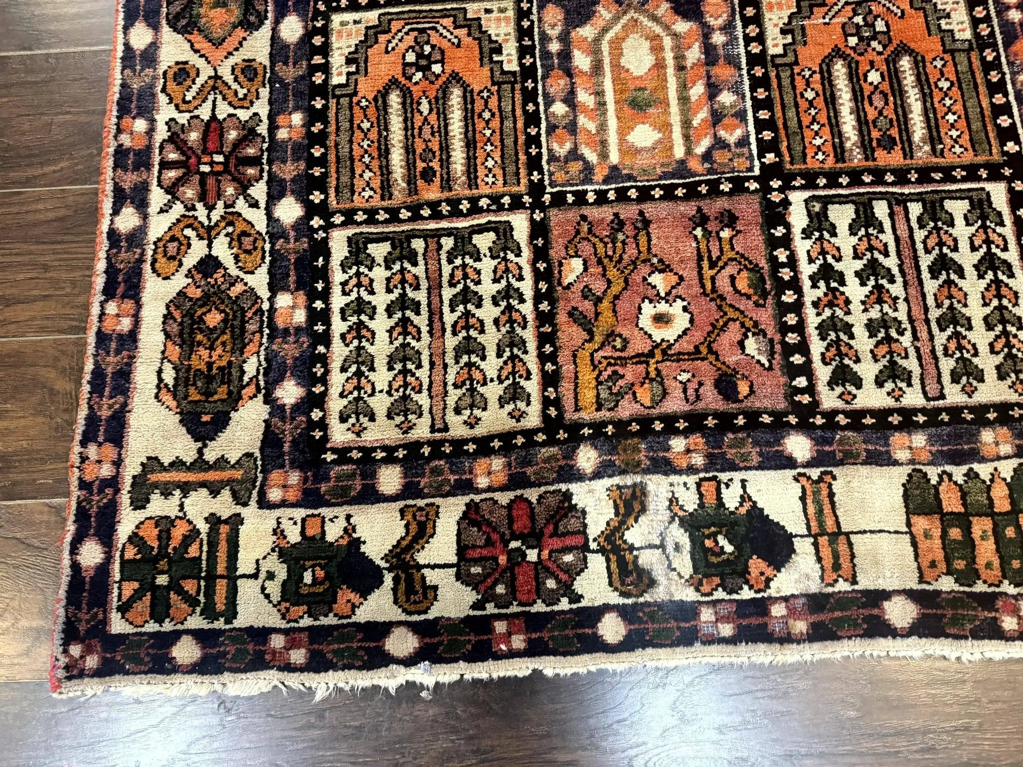 Persian Bakhtiari Tribal Rug 7x10, Panel Design, Semi Antique by Jewel Rugs