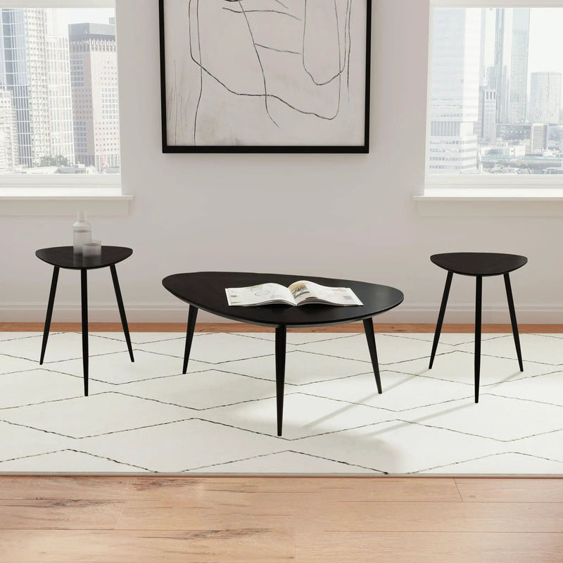 Odessa 3-piece Triangular Coffee and End Table Set Black by Unique Piece Furniture