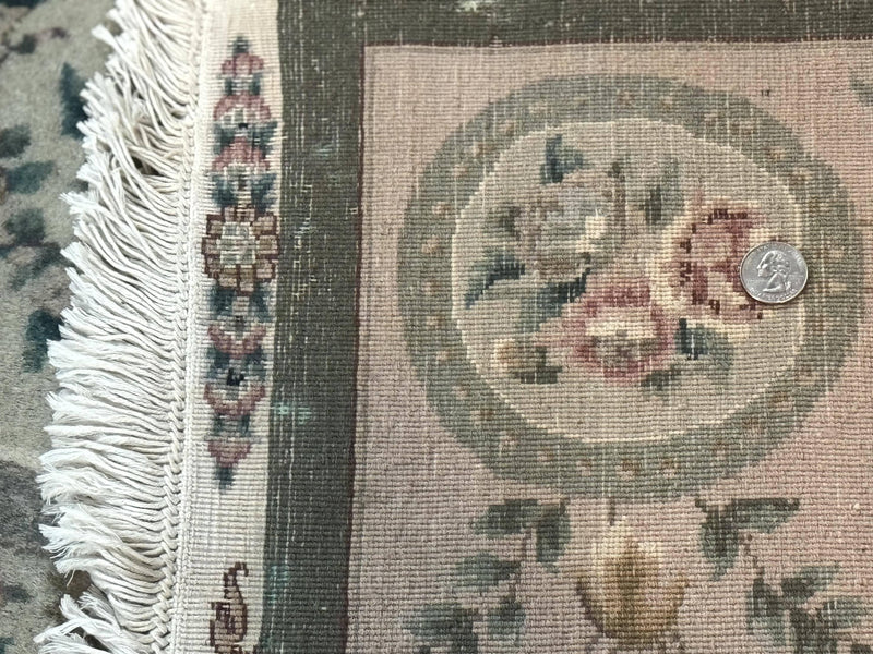 Pak Persian Rug 9x12, Wool with Silk Highlights, European Design, Floral, Green by Jewel Rugs