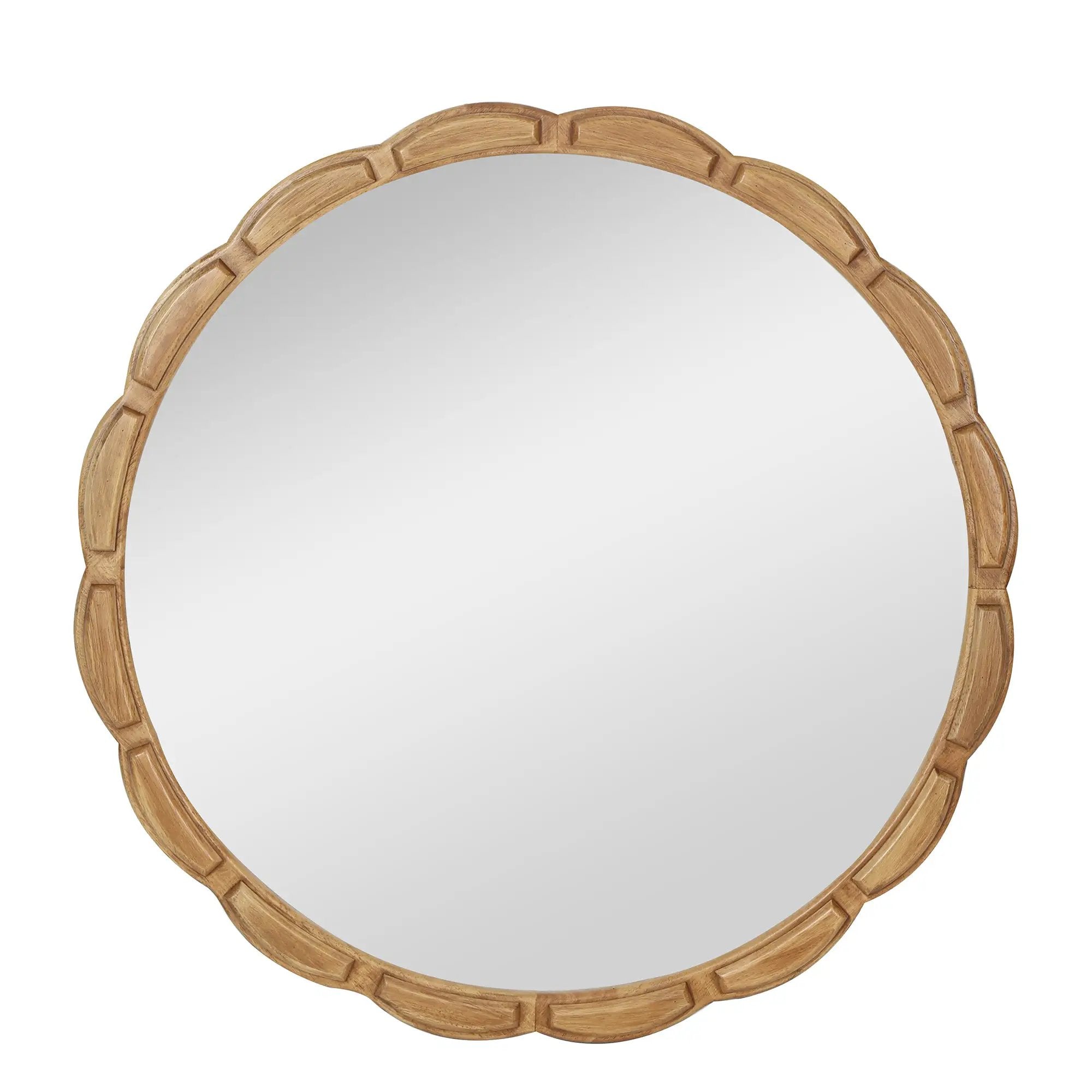 Round Solid Wood Wall Mirror - 31.5" Rustic Farmhouse by HouseOfZazla