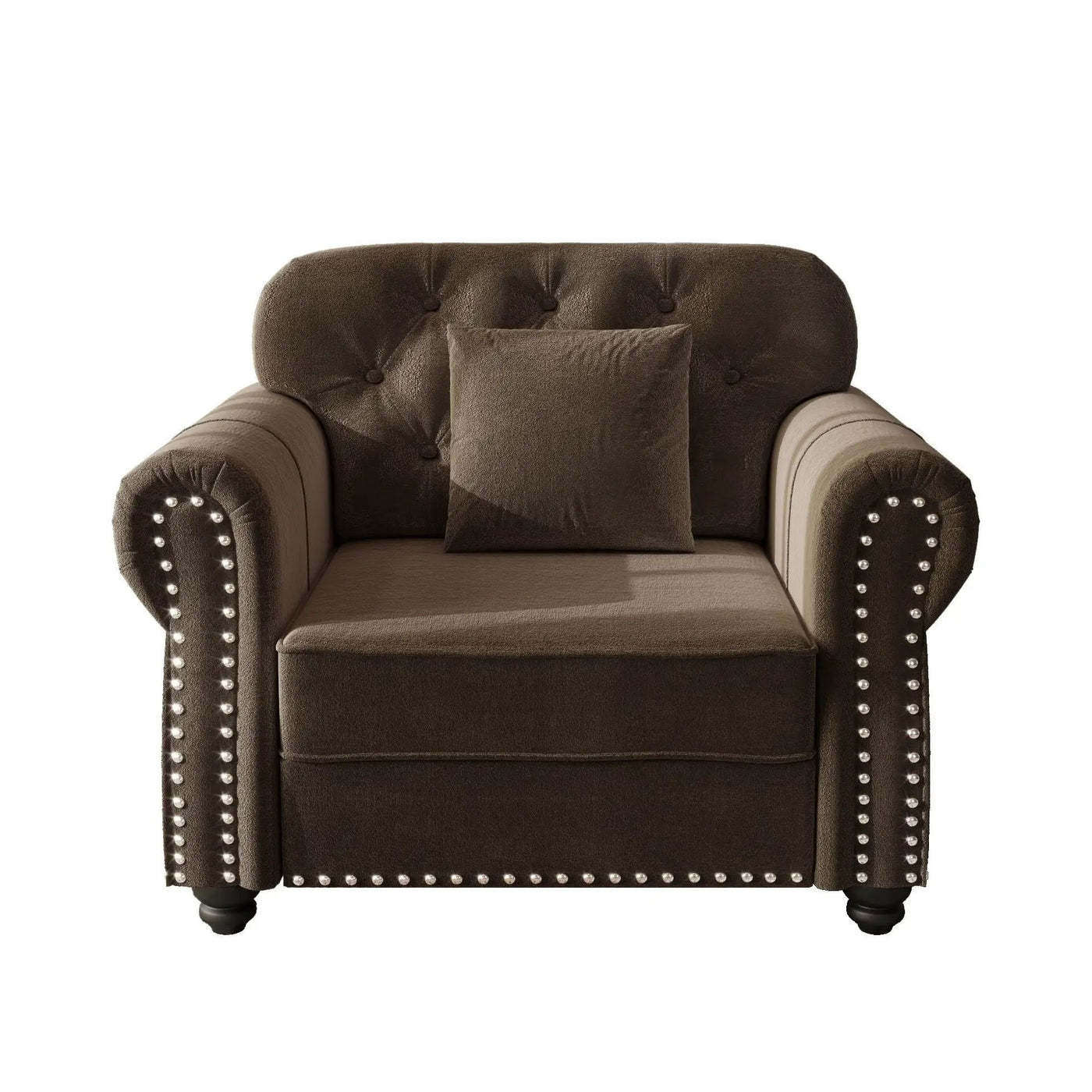 Sofa With Nailhead Trim And Rolled Armrests by HouseOfZazla