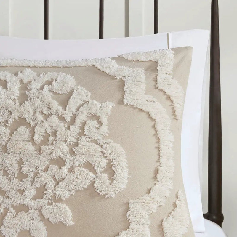 King/Cal King 3 Piece Tufted Cotton Chenille Damask Duvet Cover Set by HouseOfZazla