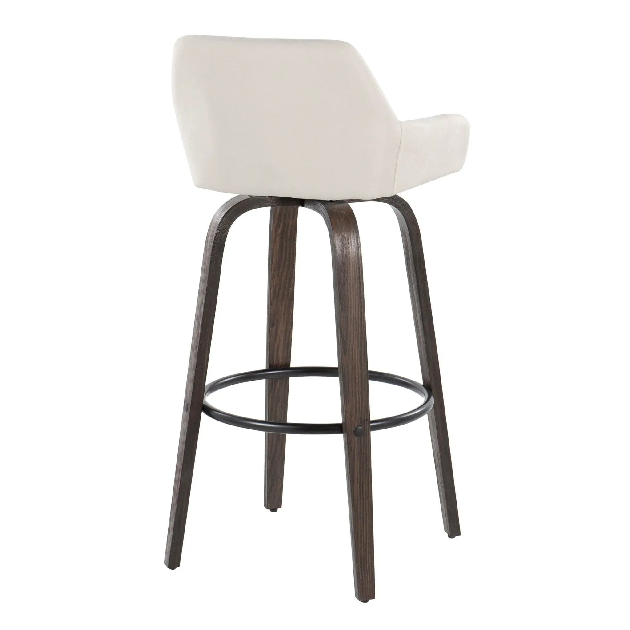 Daniella - Contemporary Fixed Height, Barstool With Swivel With Round Footrest (Set of 2) by HouseOfZazla