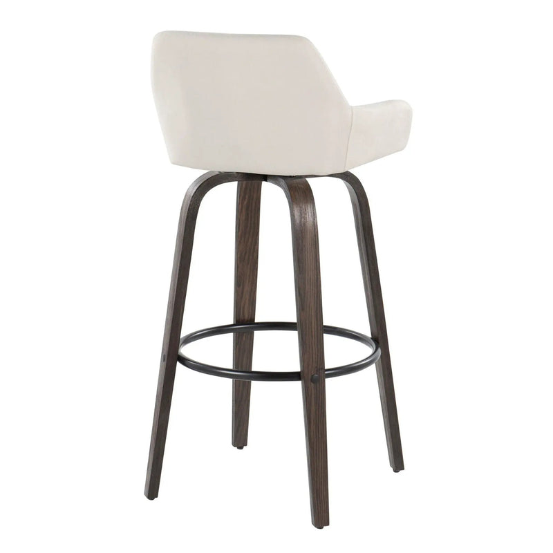 Daniella - Contemporary Fixed Height, Barstool With Swivel With Round Footrest (Set of 2) by HouseOfZazla