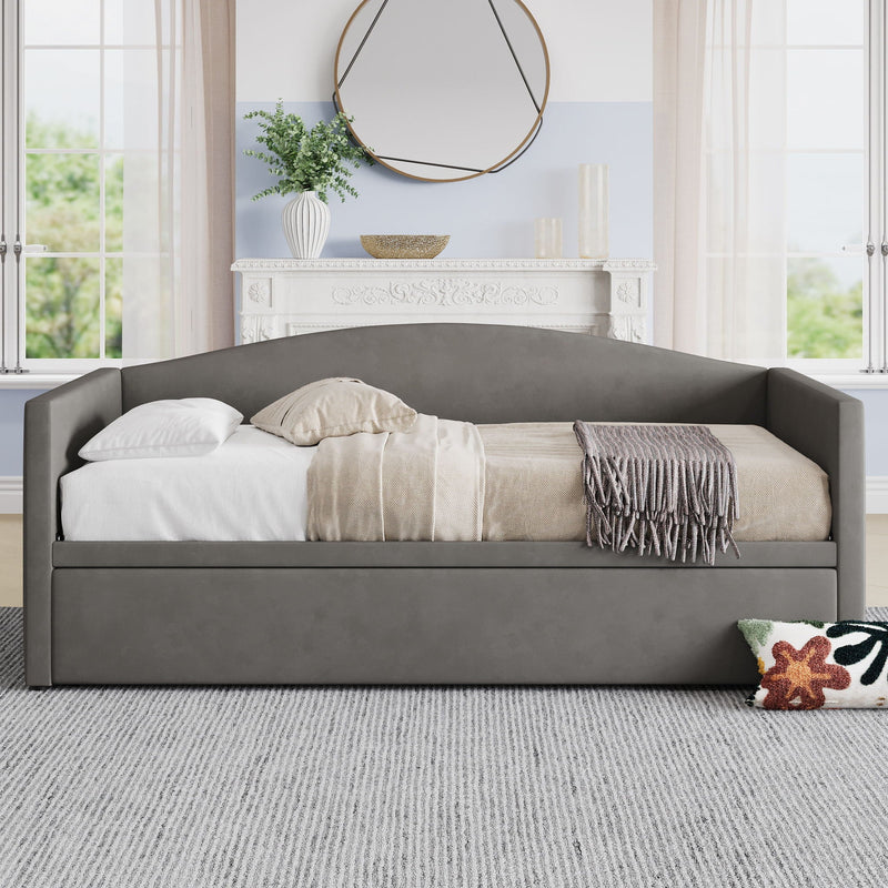 Daybed With Pop Up Trundle, Upholstered Sofa Bed by HouseOfZazla