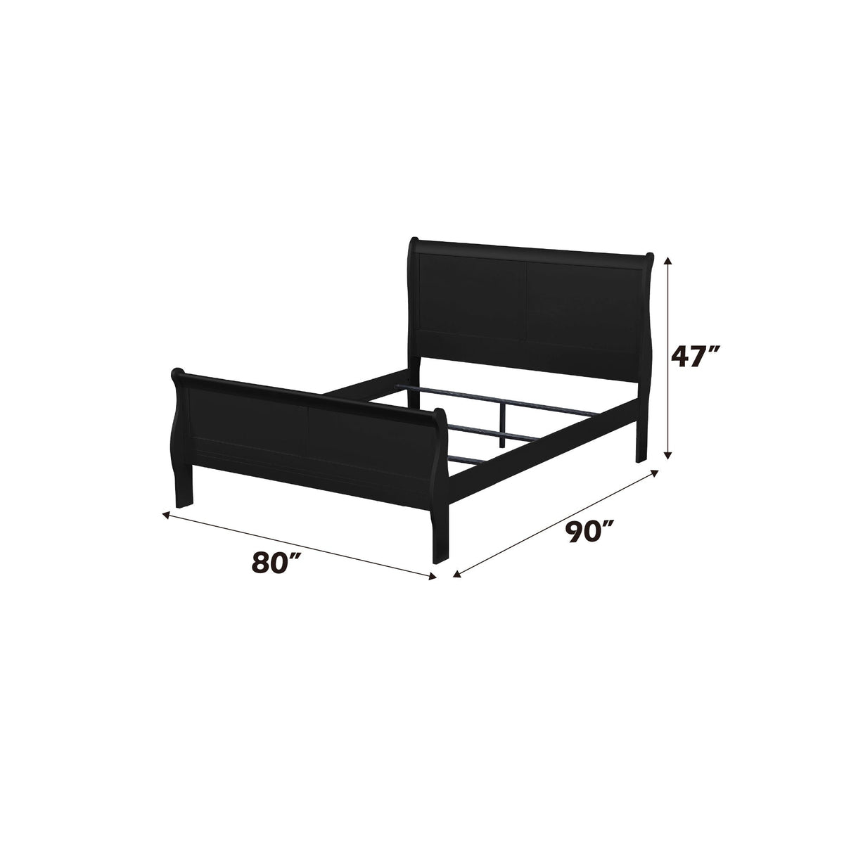 Louis Philippe Sleigh Style Bed with Classic Wood Construction - Multiple Colors, photo 33 of 40