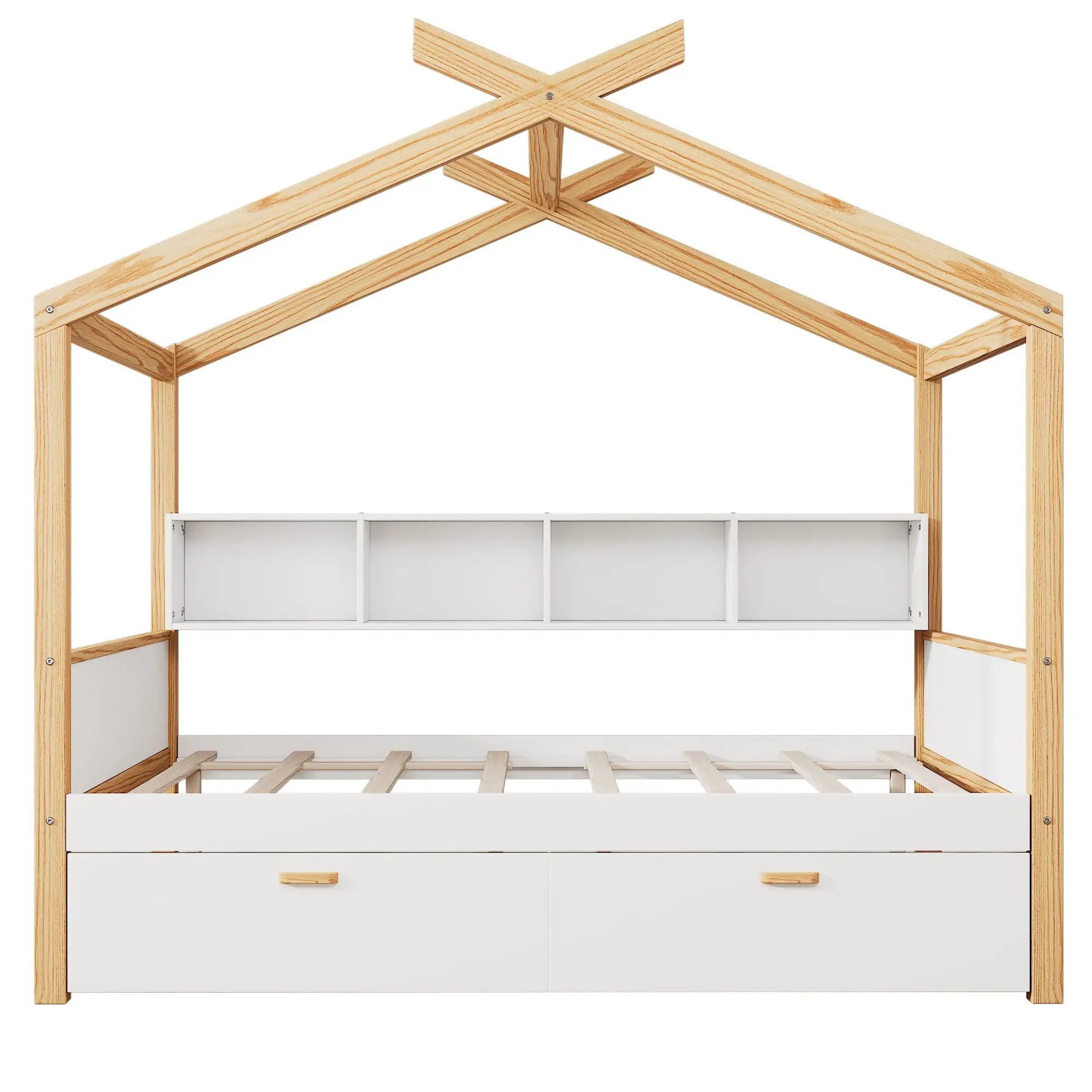 House Bed With Bookshelf Storage by HouseOfZazla