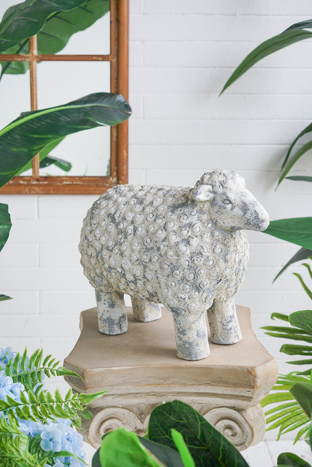 18.1x9.6x13.8" Magnesium Sheep Figurine with Weathered