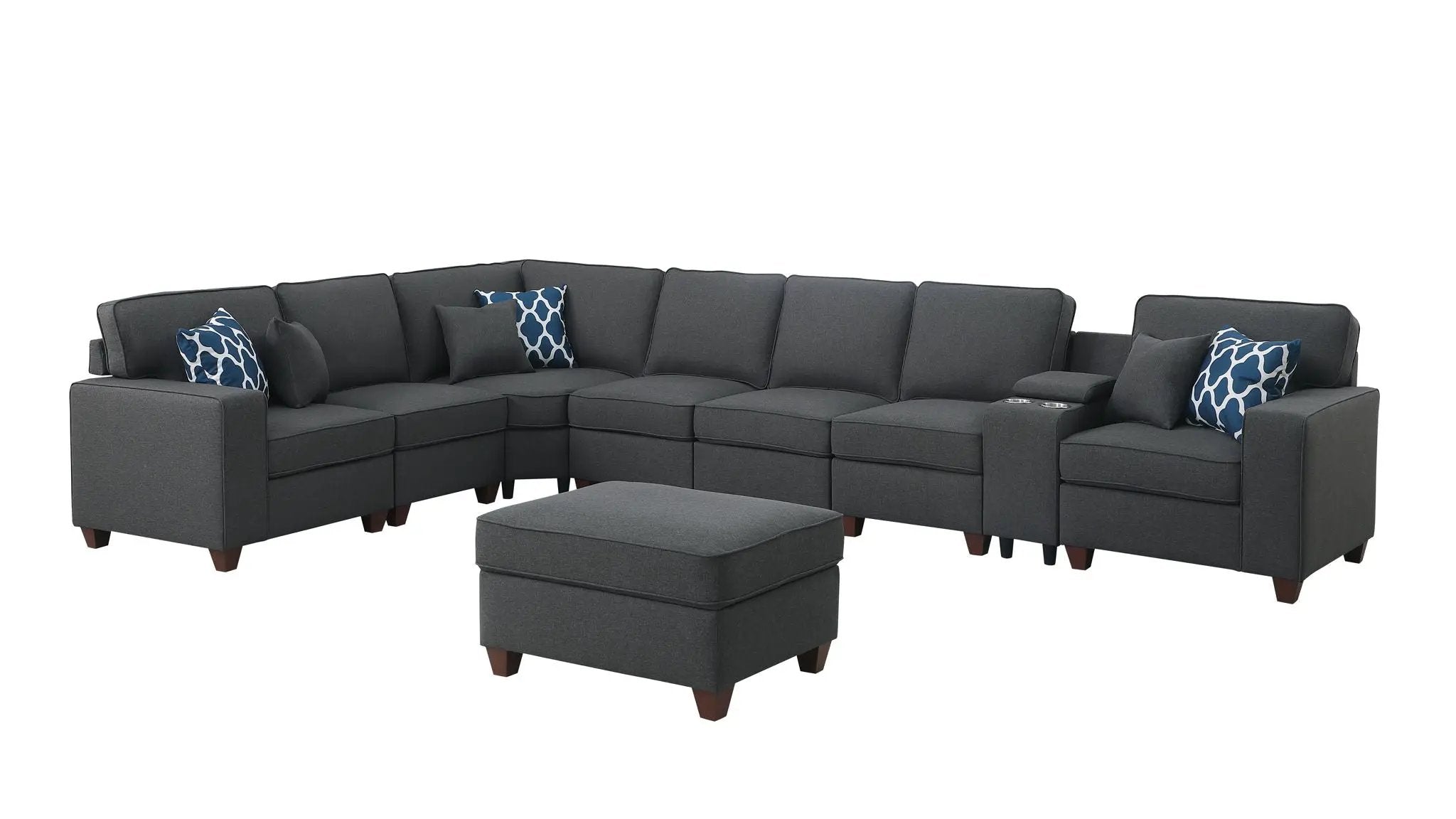 Hannah - Sectional Sofa With Ottoman - Dark Gray by Unique Piece Furniture