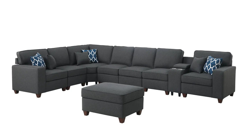 Hannah - Sectional Sofa With Ottoman - Dark Gray by Unique Piece Furniture