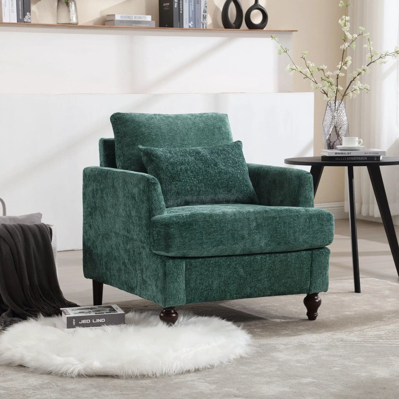 Modern Mid Century Wood Frame Armchair With Tufted Design by HouseOfZazla