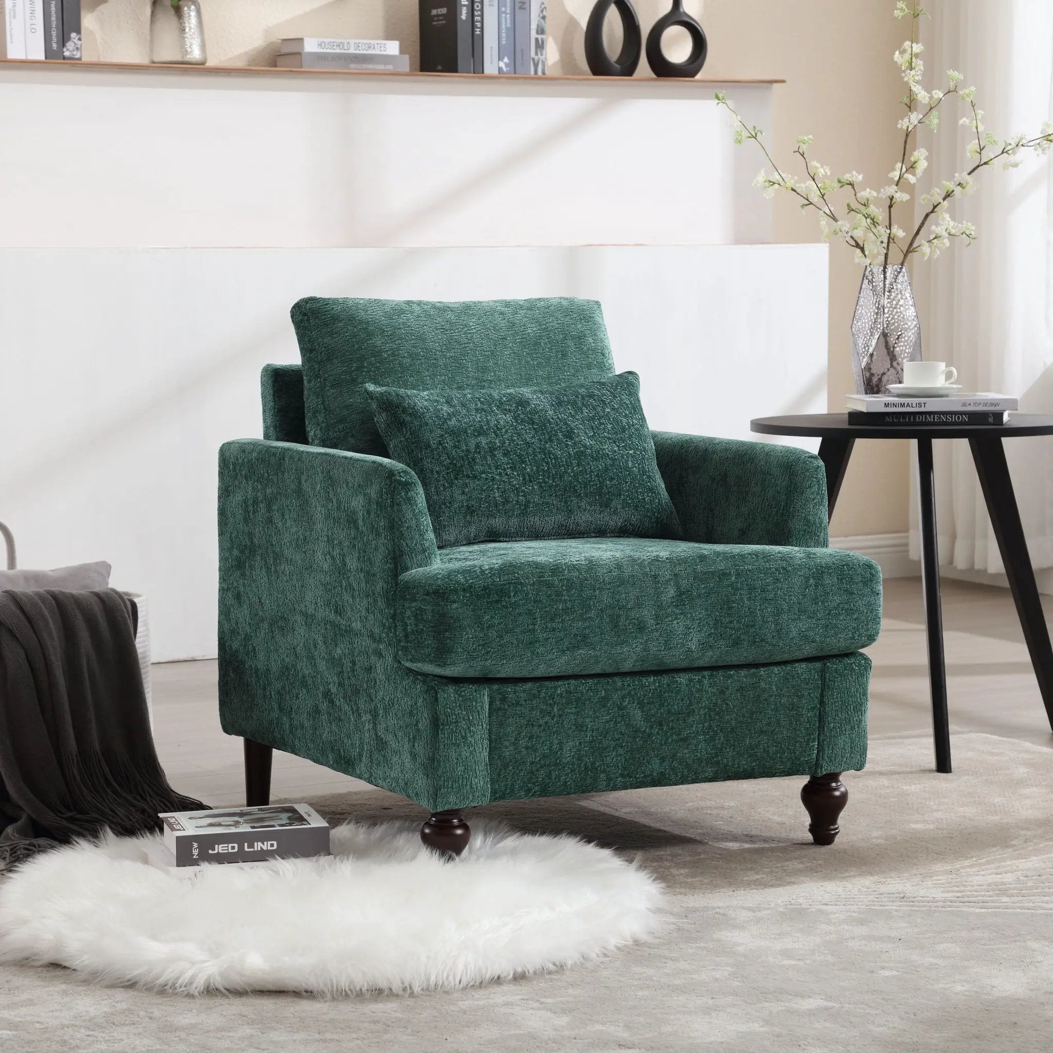 Modern Mid Century Wood Frame Armchair With Tufted Design by Unique Piece Furniture
