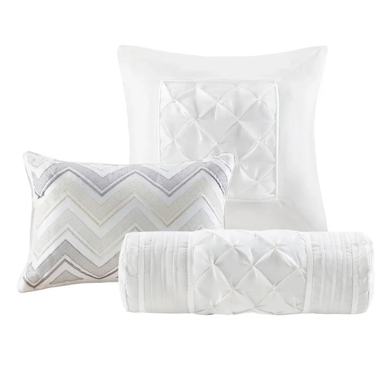 7 Piece Tufted Comforter Set White by HouseOfZazla