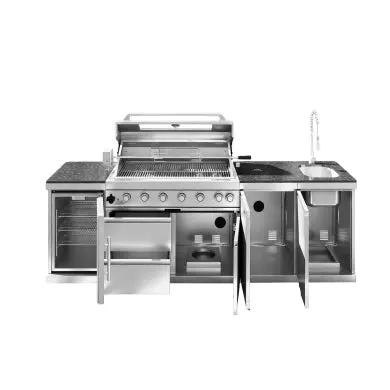 101" 6-Burner 85,000 BTU Outdoor Kitchen Island Grill with Storage Cabinets & Drawers by Chery Industrial