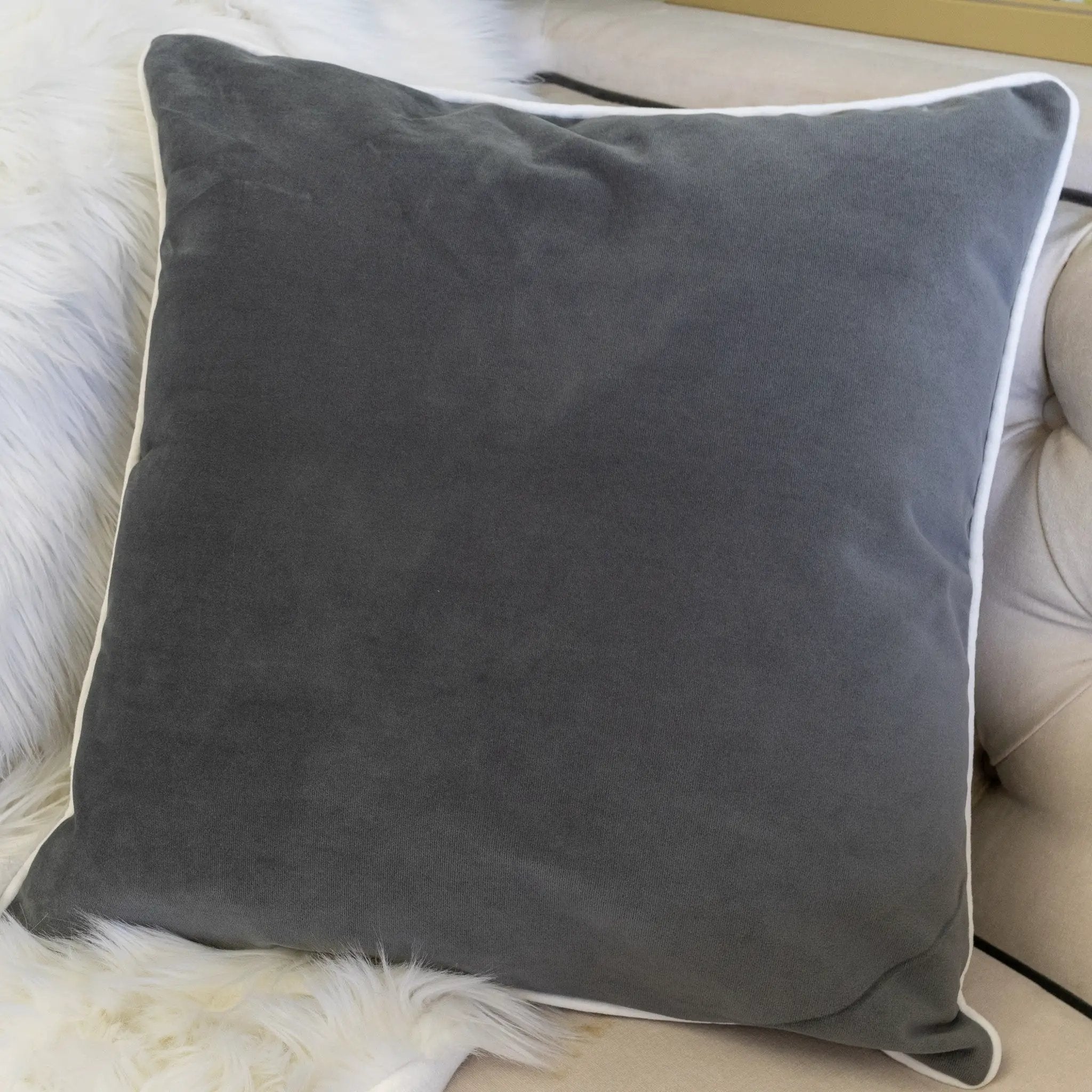 Let It Snow Embroidered Cotton Throw Pillow – 20x20 Gray Winter Accent Cushion by HouseOfZazla