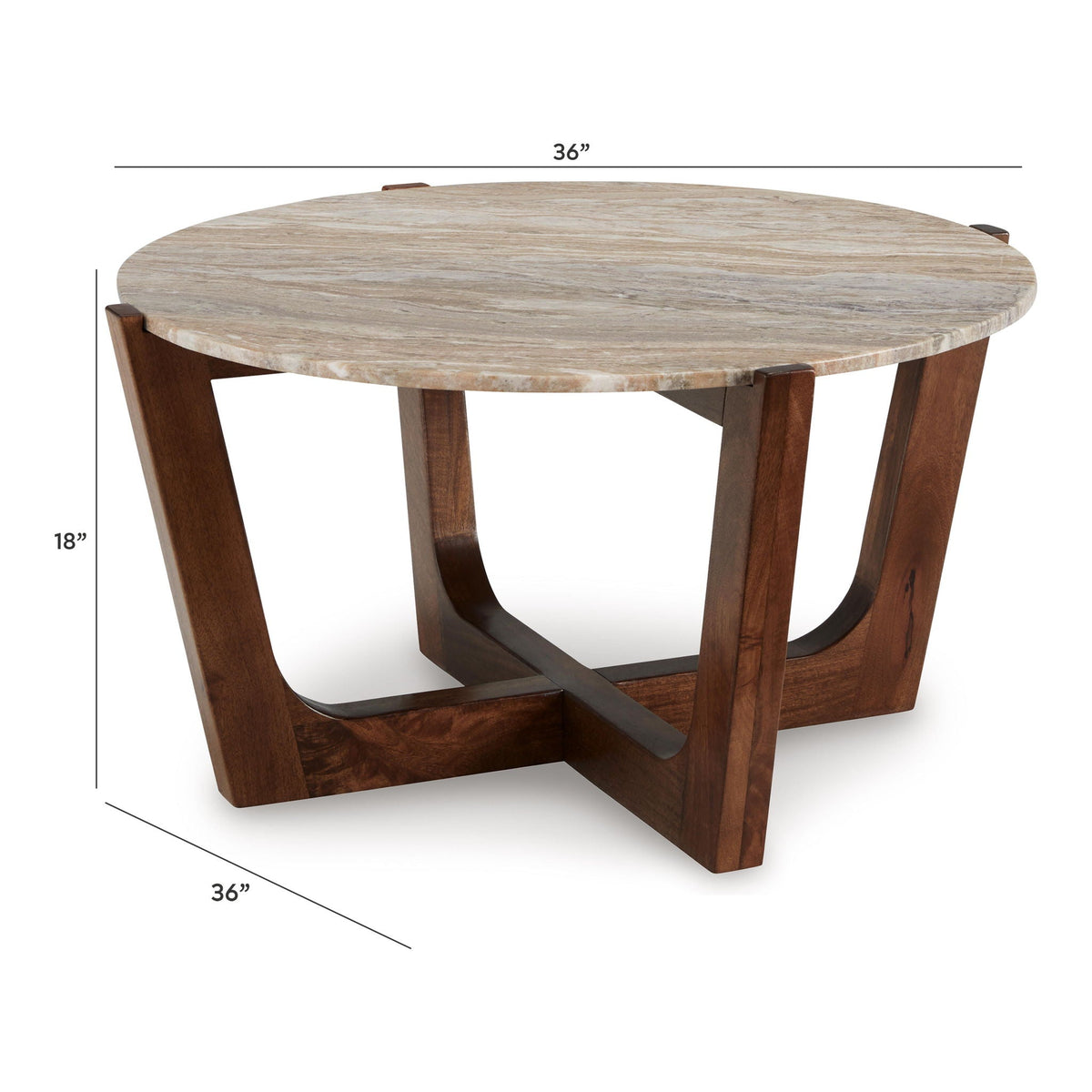 Tanidore - Round Cocktail Table - Warm Brown, photo 5 of 7