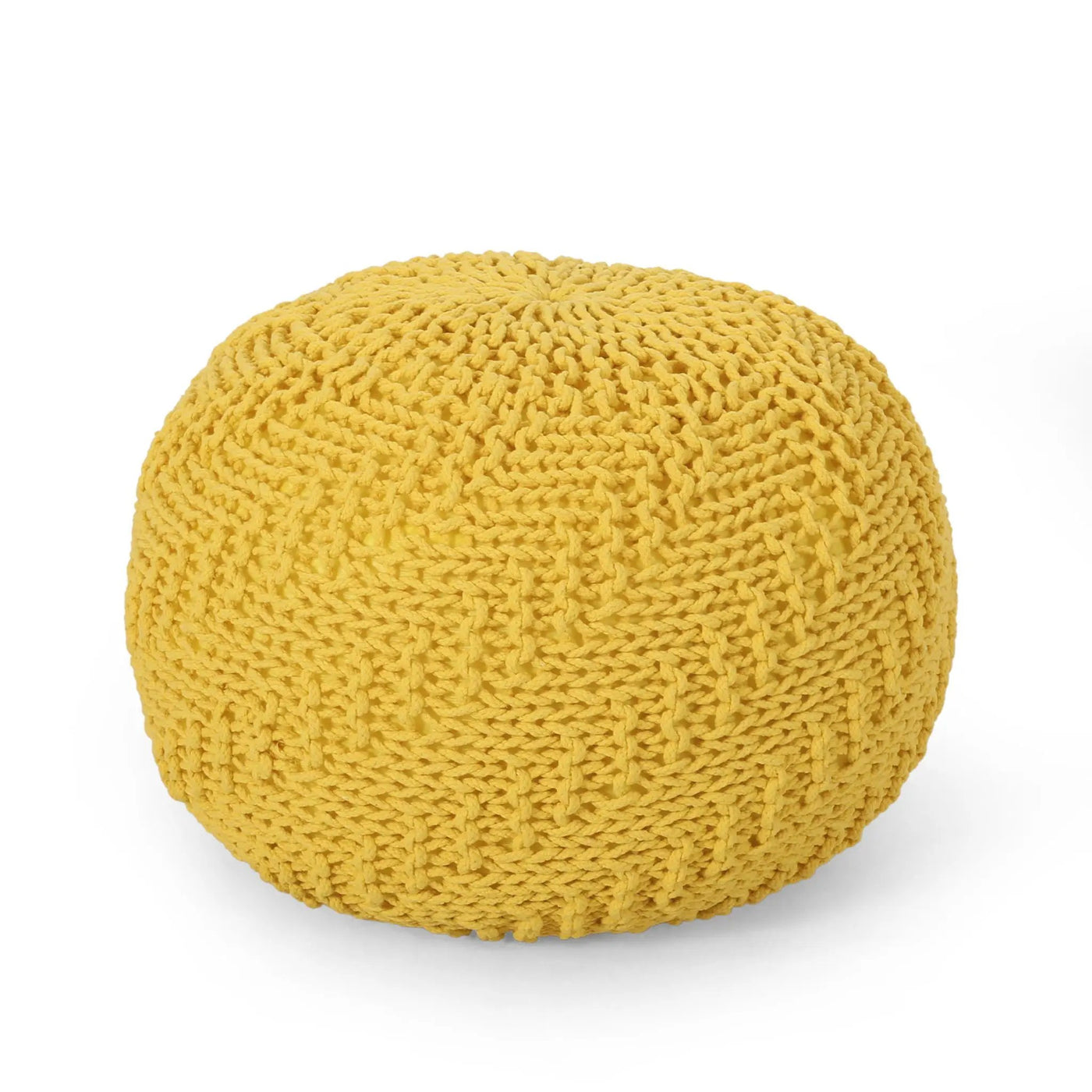 Bordeaux - Knitted Round Pouf Ottoman by HouseOfZazla