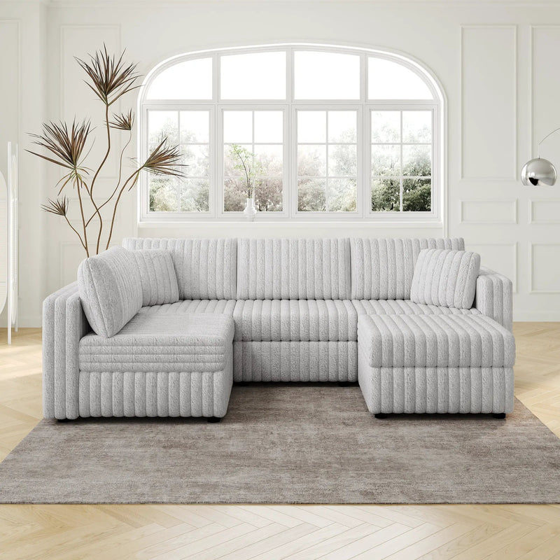 106.3" U-Shaped 4-Person Sofa with Ottoman by HouseOfZazla