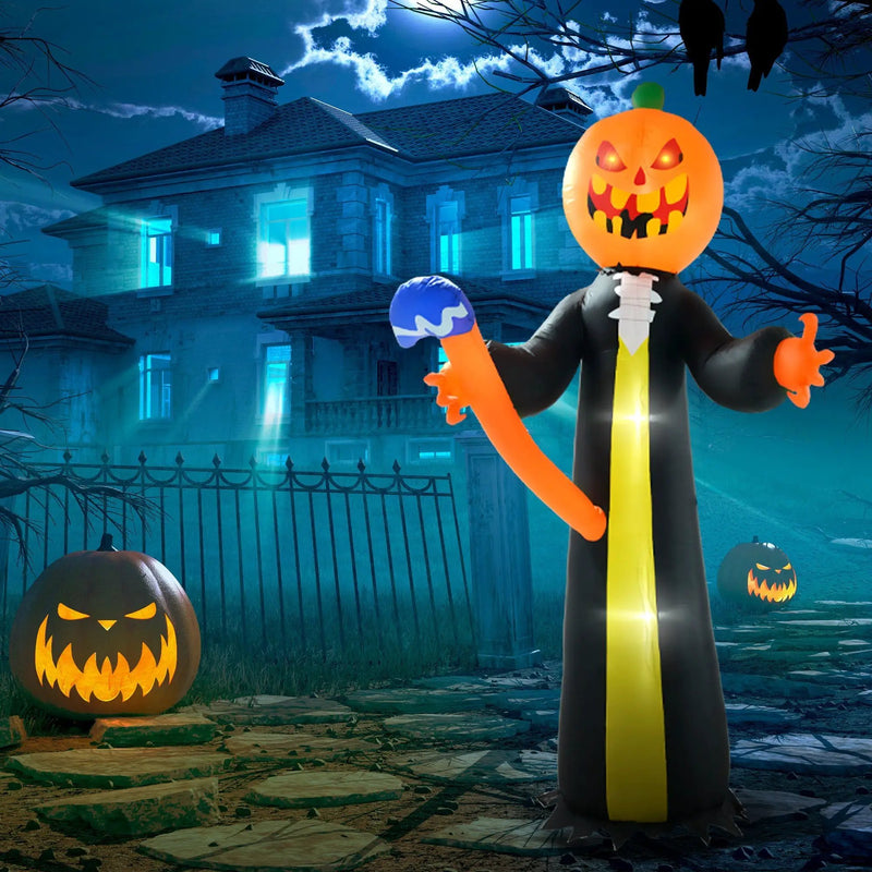 10-Foot Inflatable Pumpkin Ghost with LED Illumination and Hammer Prop by HouseOfZazla