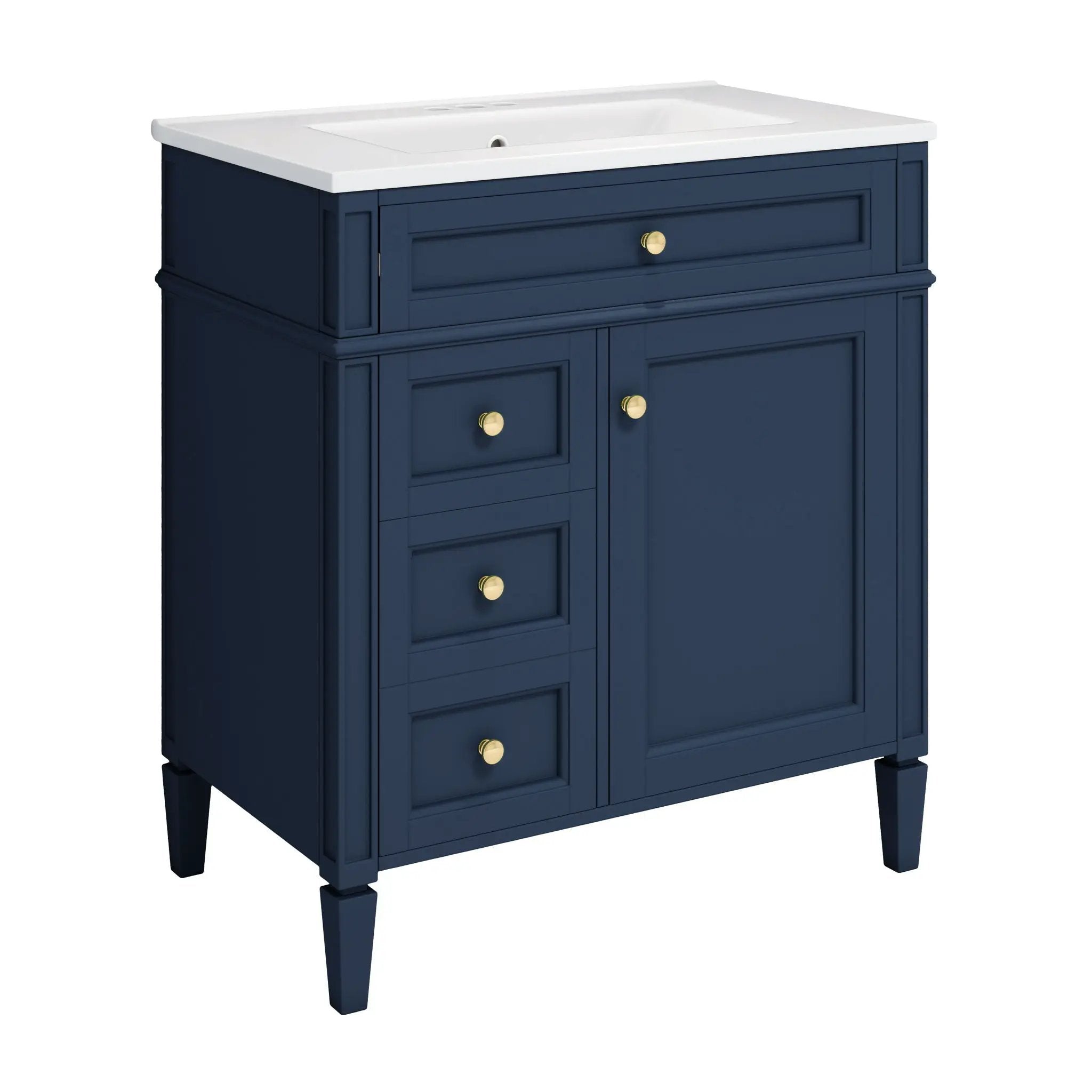 Bathroom Vanity With Medicine Cabinet, Royal Mirror Cabinet, Modern Bathroom Storage Cabinet With 2 Soft Closing Doors And 4 Drawers by HouseOfZazla