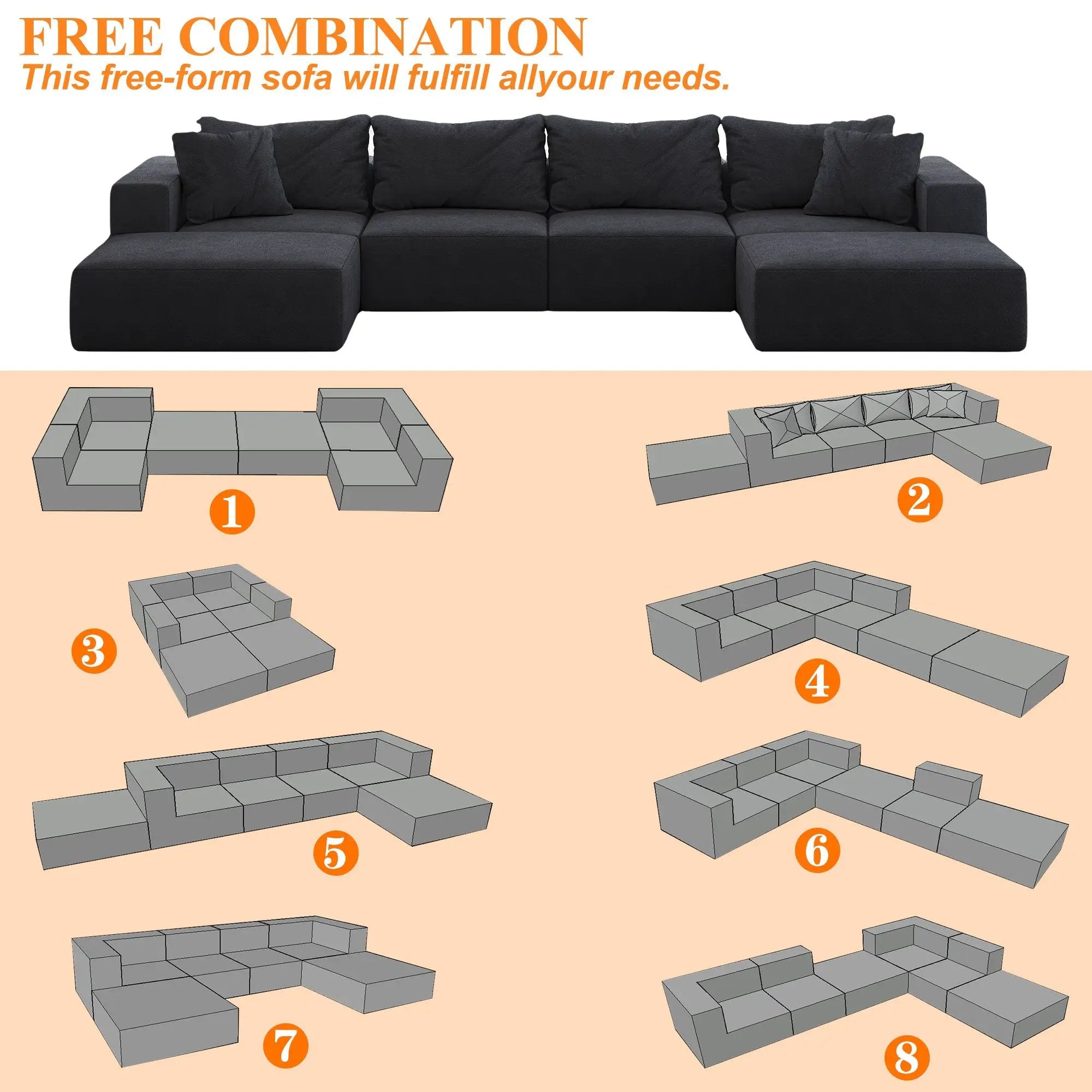 Oversized Sponge Cloud Sofa - Modern Sectional Couch Set by HouseOfZazla