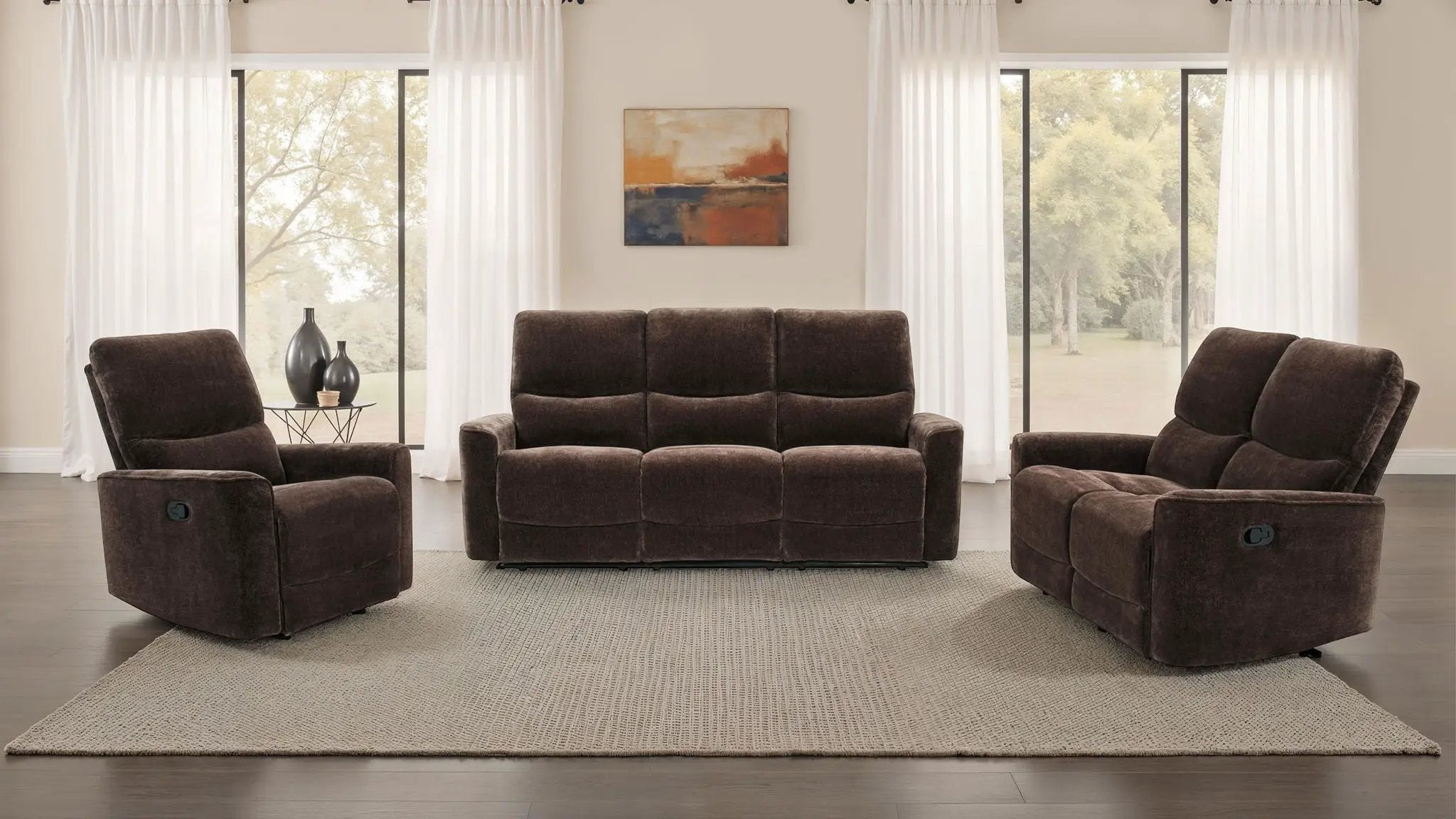 Navarro 3-piece Upholstered Reclining Sofa Set Dark Brown by Unique Piece Furniture